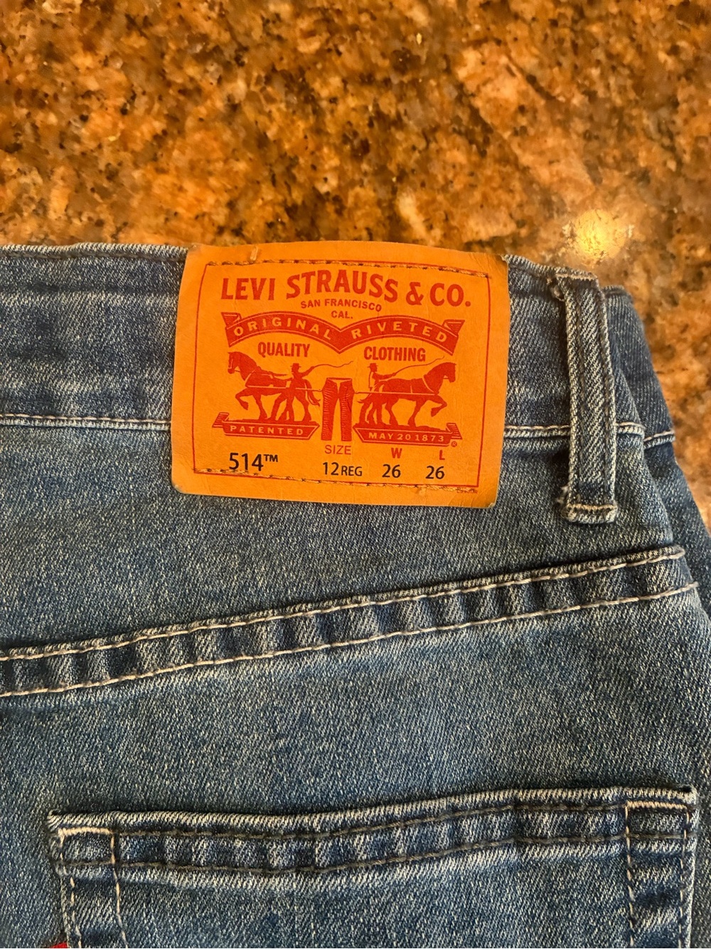Levi's 514 Slim Straight Jeans in Blue with Orange Patch
